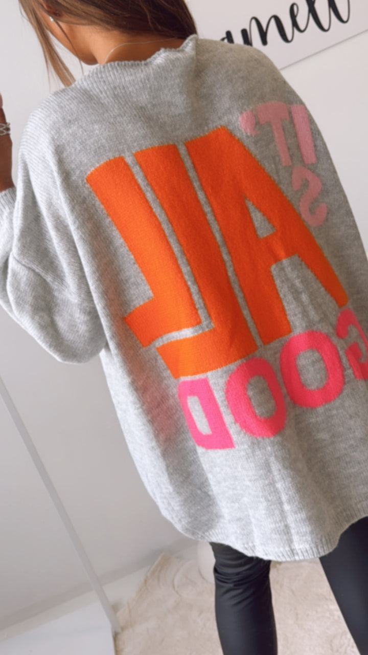 Strick Pullover "it‘s all good" / grau Art. 122316