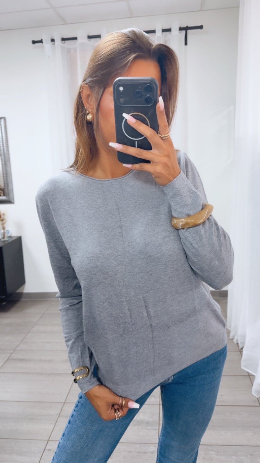 Super softer Feinstrick Pullover / grau Art.16288