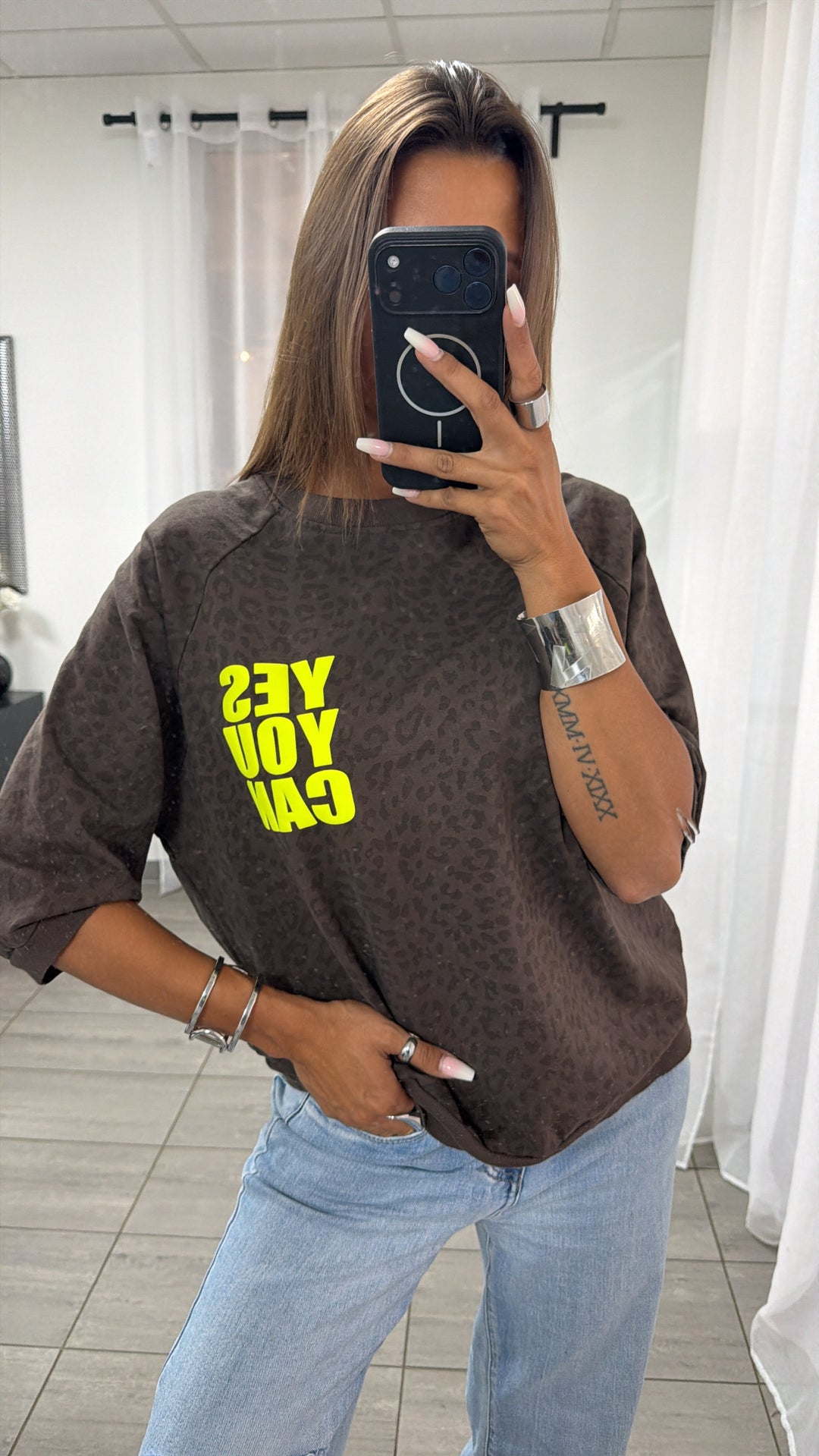 LEO Sweat Shirt " YYC " / braun - dunkel braun Art. 15859