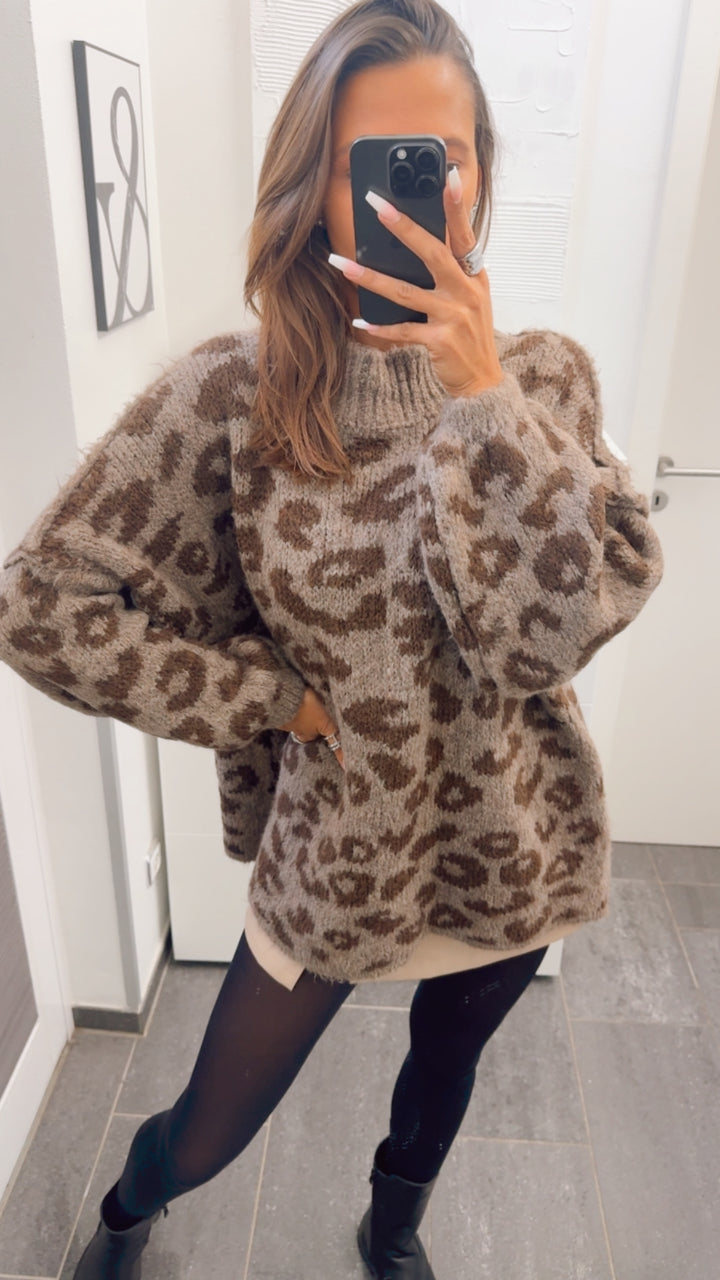 LEO Oversize Kuschel - Pullover / braun meliert - schoko braun Art. 12694