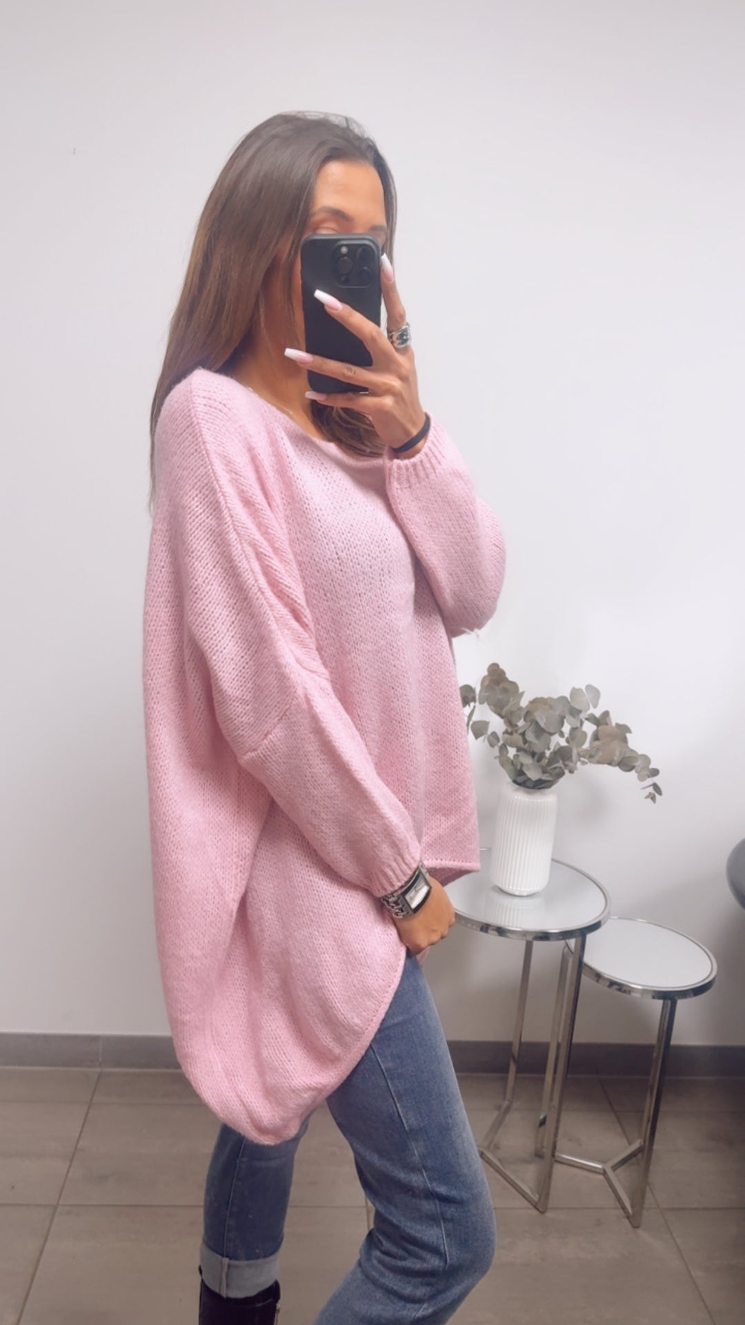 VOKUHILA oversize Strick Pullover / rosa Art. 13605