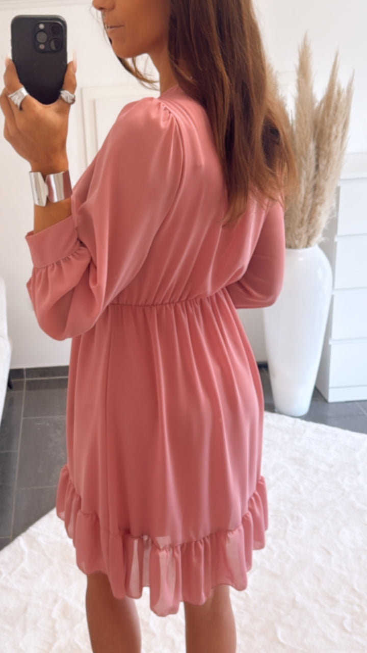 Chiffon Kleid in Wickeloptik / helle beere Art. 9299