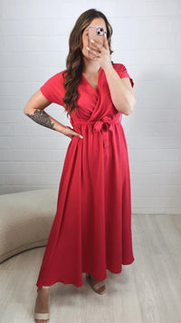leichtes, langes Kleid mit kurzen Armen / magenta Art. 10053