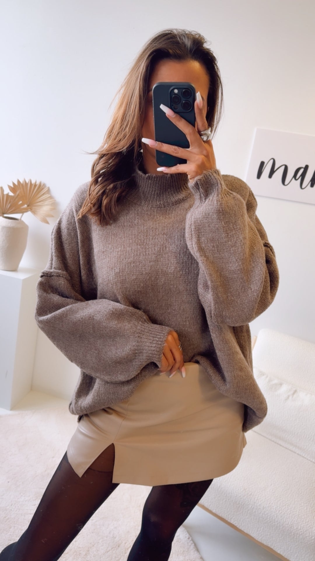 wollfreier Oversize Pullover / braun meliert Art. 12893