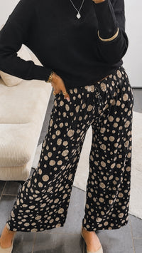 Leichte, plissierte Hose / PUNKTE schwarz beige - Art. 14383