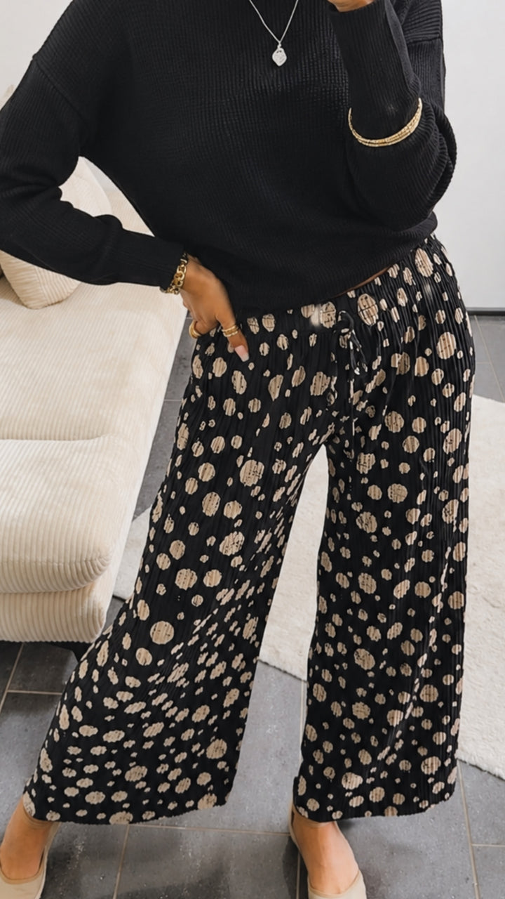 Leichte, plissierte Hose / PUNKTE schwarz beige - Art. 14383