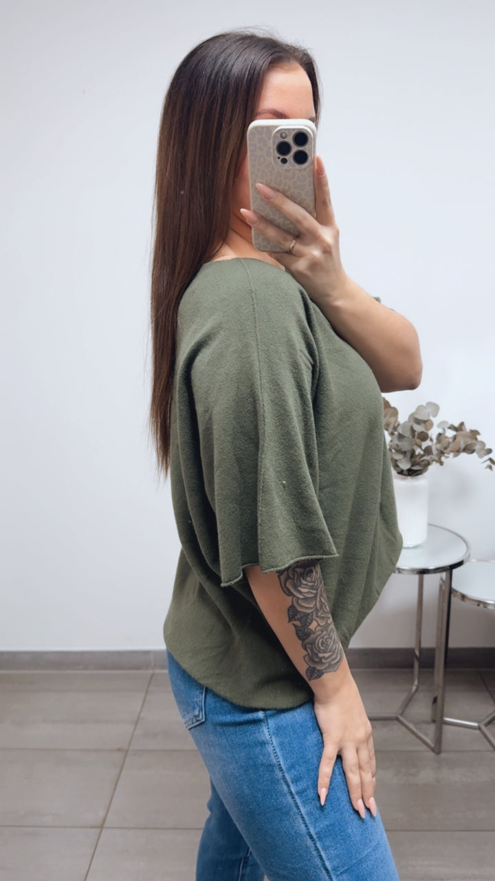 leichter Pullover, kurze Arme / khaki Art. 13716