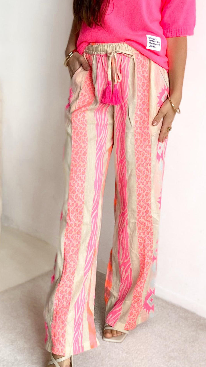 PREMIUM Summer Vibe Hose / beige - neon orange - pink - hell blau Art. 9611