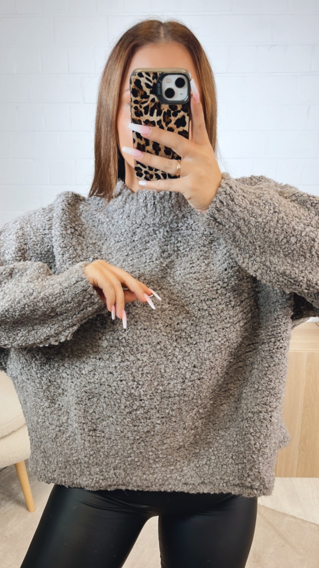 TEDDY Pullover mit Stehkragen / braun meliert Art. 12456