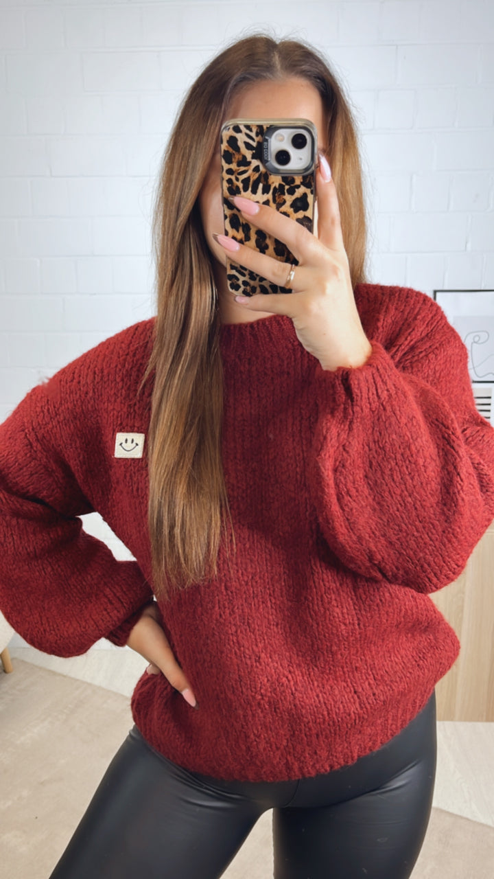 Strick Pullover " Just Be You " / bordeaux rot Art. 13008