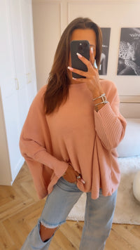 ultra weicher Pullover mit Fledermausärmeln / Puder rosa  Art. 9029