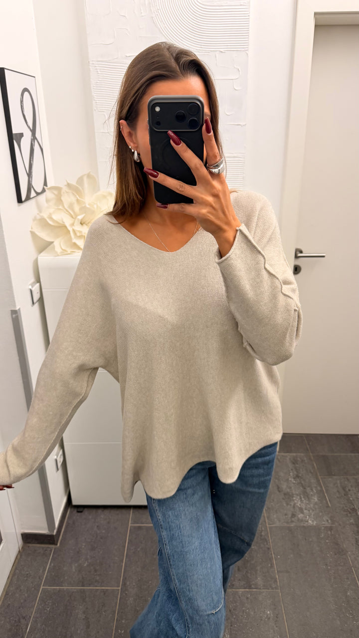 Leichter, super weicher Pullover - V-Ausschnitt / light schlamm Art. 6732