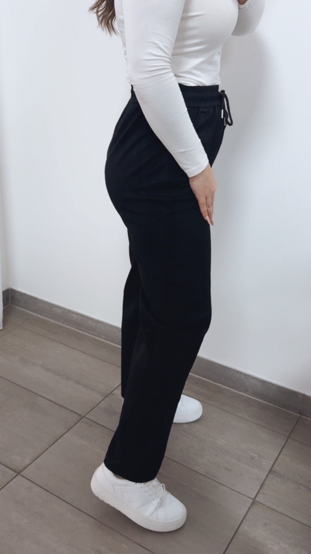 Baumwoll - Viskose - Mix Hose, gradliniges Bein / schwarz Art. 14631