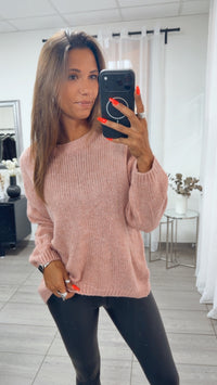 Strick Pullover mit Rundhalsausschnitt / rosa-nude  Art. 16155