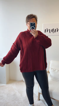 wollfreier Oversize Pullover / bordeaux rot Art. 12894