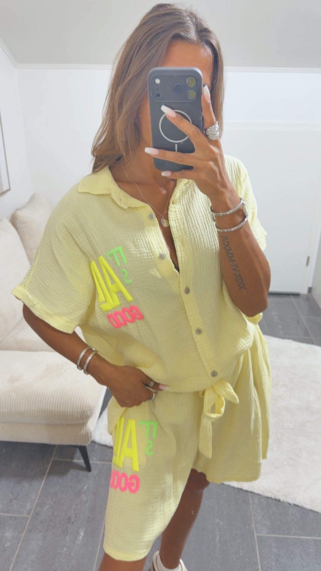 MUSSELIN Kurzarm Bluse " It´s all good " / soft gelb Art. 15766