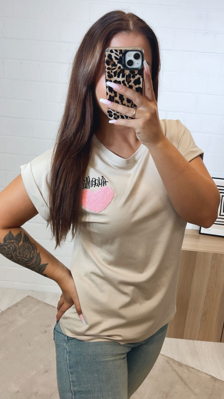 T-Shirt "AmoreMio" / beige Art.12277