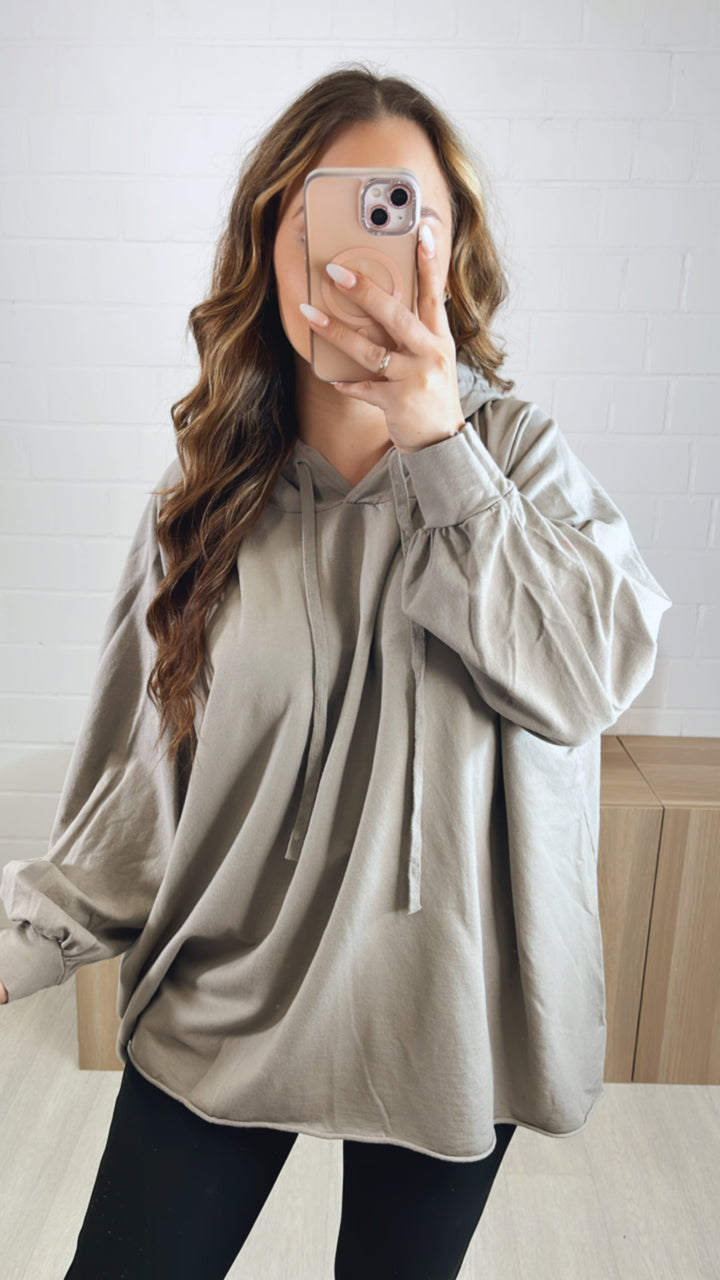 Vokuhila Hoodie / taupe Art. 9960