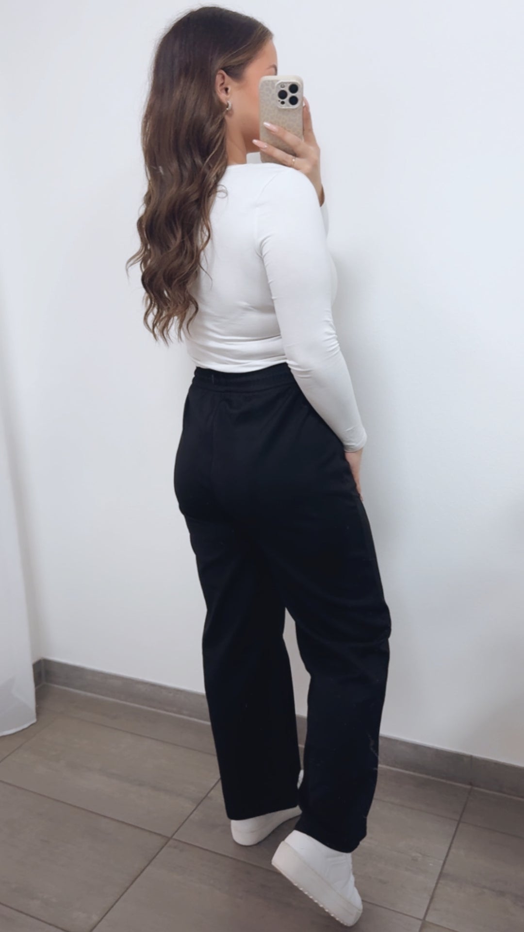Baumwoll - Viskose - Mix Hose, gradliniges Bein / schwarz Art. 14631