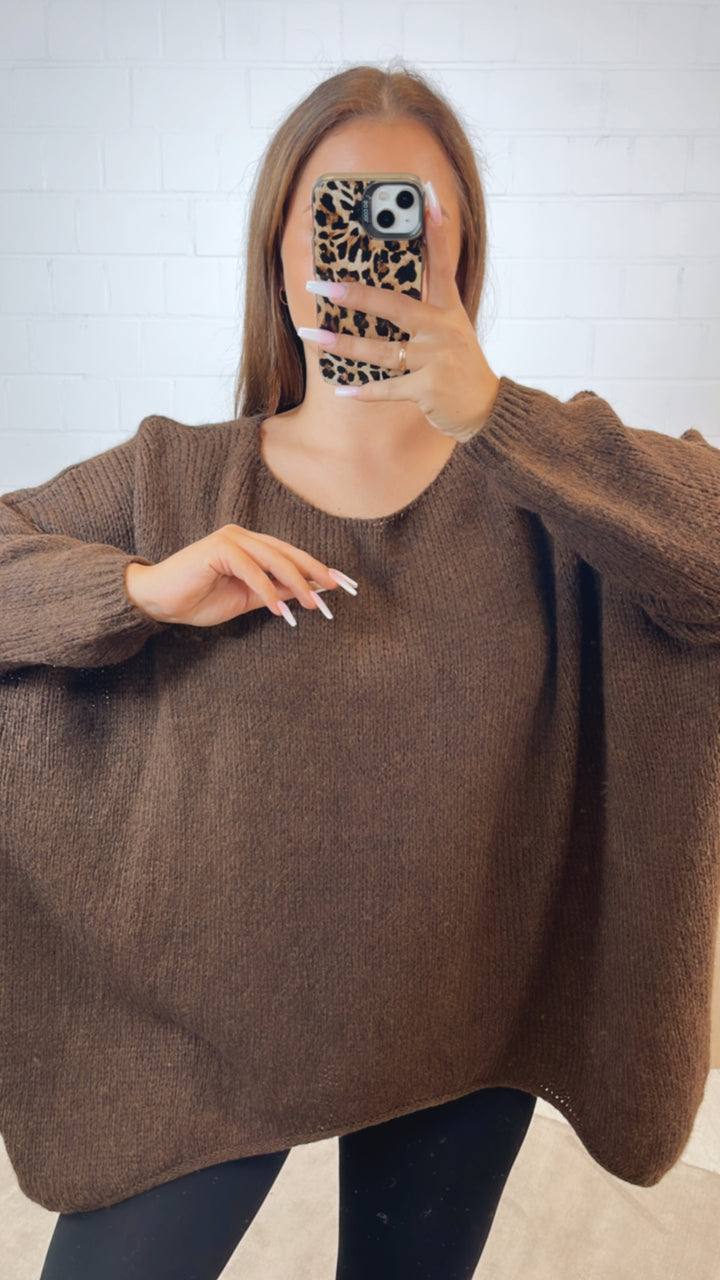 VOKUHILA oversize Strick Pullover/ dunkel braun Art. 12368