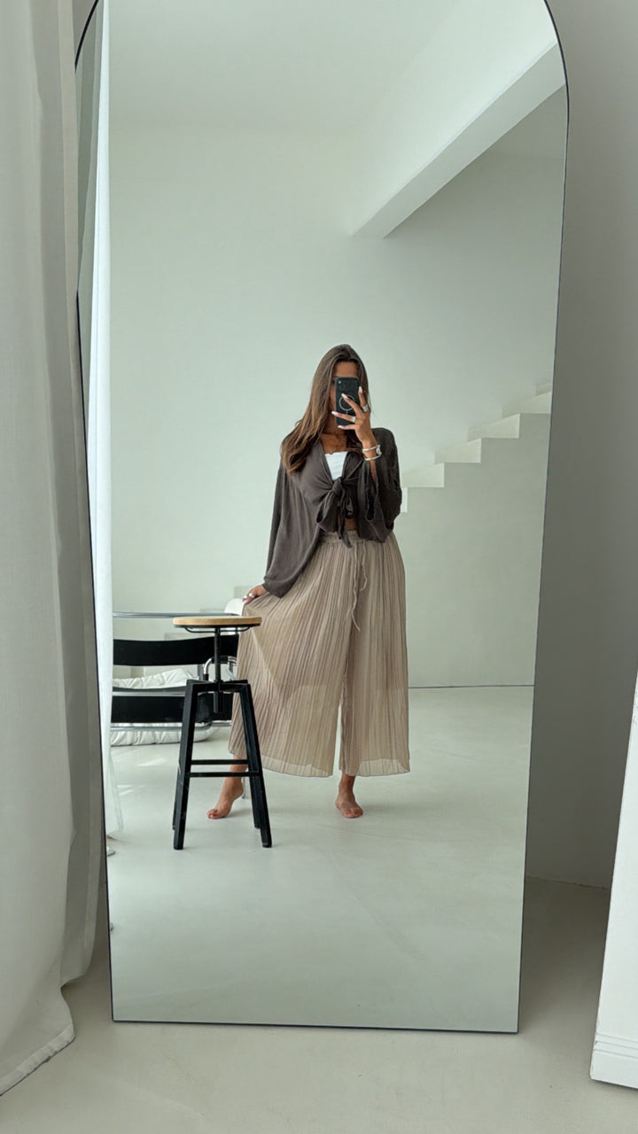 Plissee Hose / taupe-schlamm Art. 6733