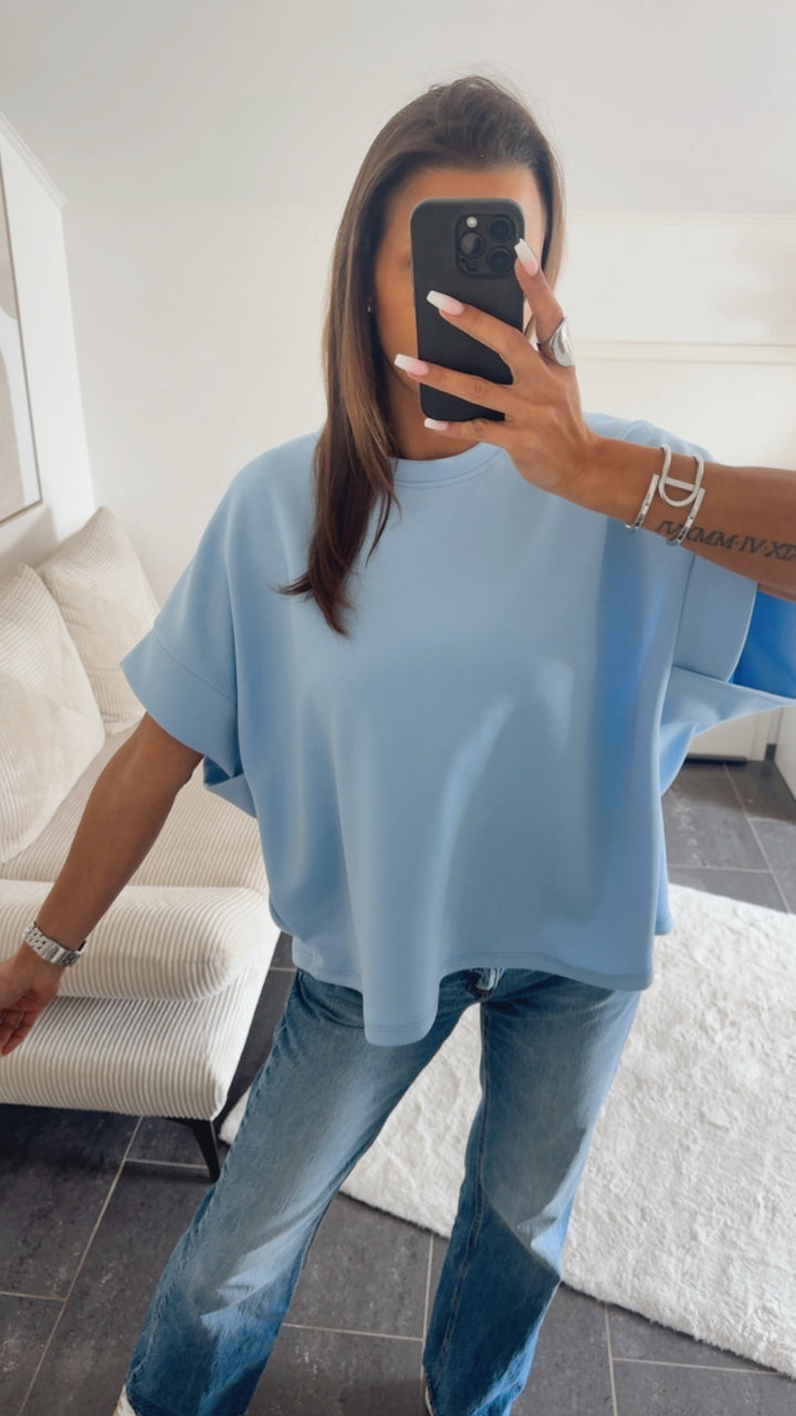 T-Shirt / oversize softer  " Butter Stoff " / hell blau Art. 14592