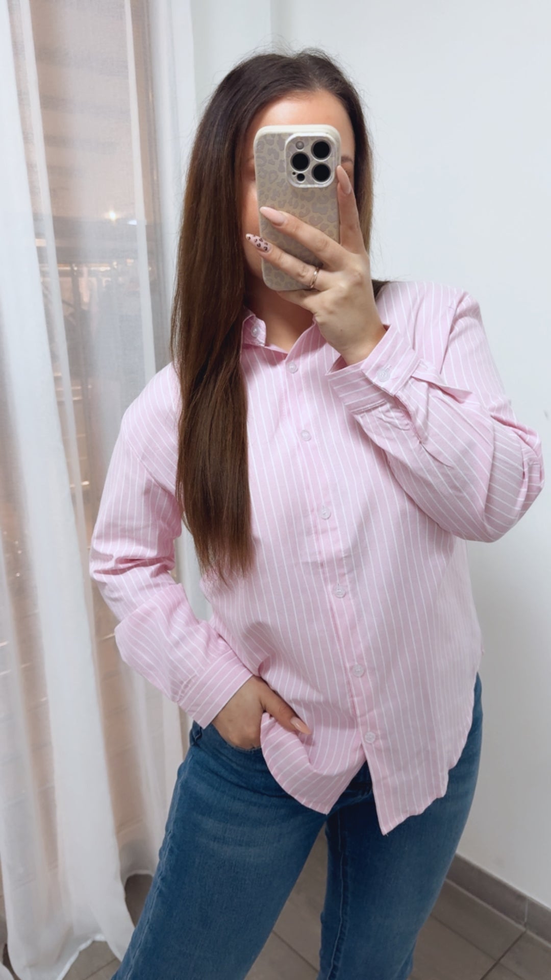 HERZ gestreifte Bluse / rosa - weiss Art. 14021