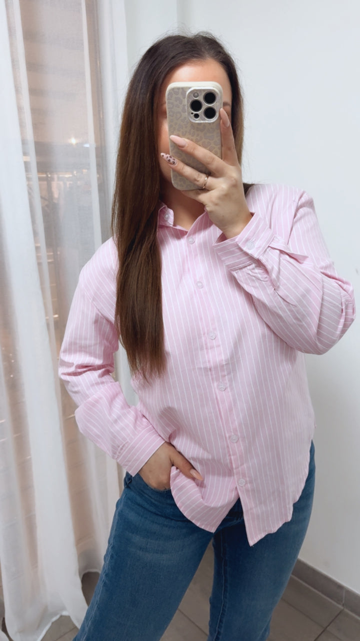 HERZ gestreifte Bluse / rosa - weiss Art. 14021