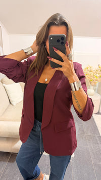 BASIC Blazer mit gerafften Ärmeln / bordeaux rot Art. 16601