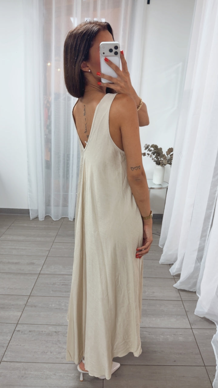 ultra weites Maxi Kleid in A-Linie / creme beige Art. 15974