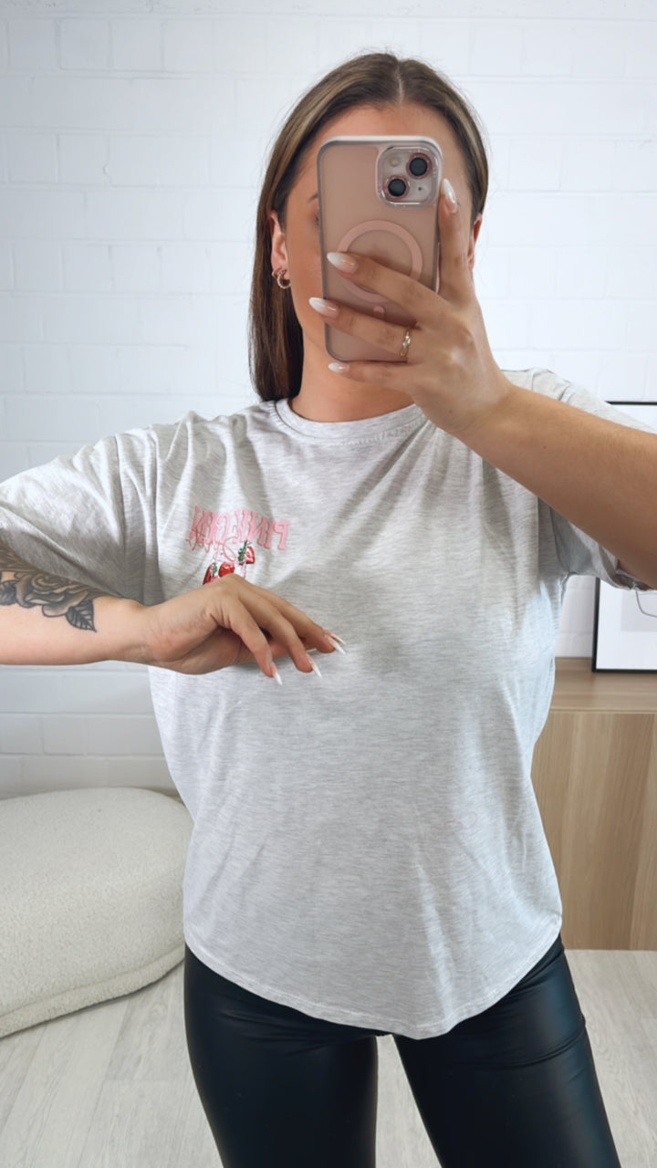 T-shirt " pink strawberry " / hell grau meliert Art. 9533