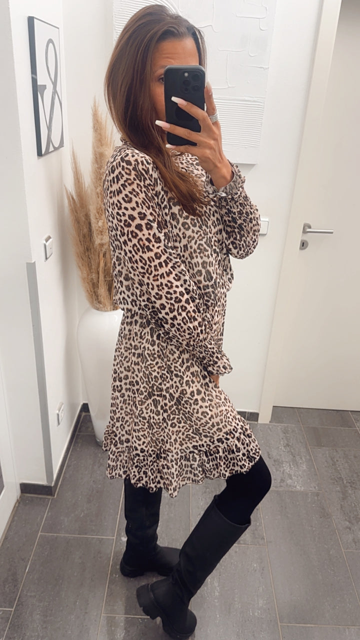 Kleid mit Gummibund im Taillenbereich / Leo DUNKEL Art. 7906
