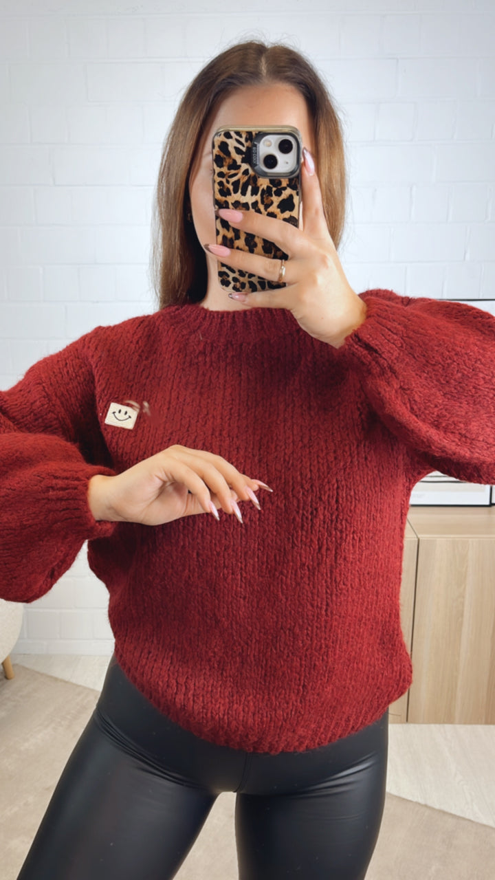 Strick Pullover " Just Be You " / bordeaux rot Art. 13008