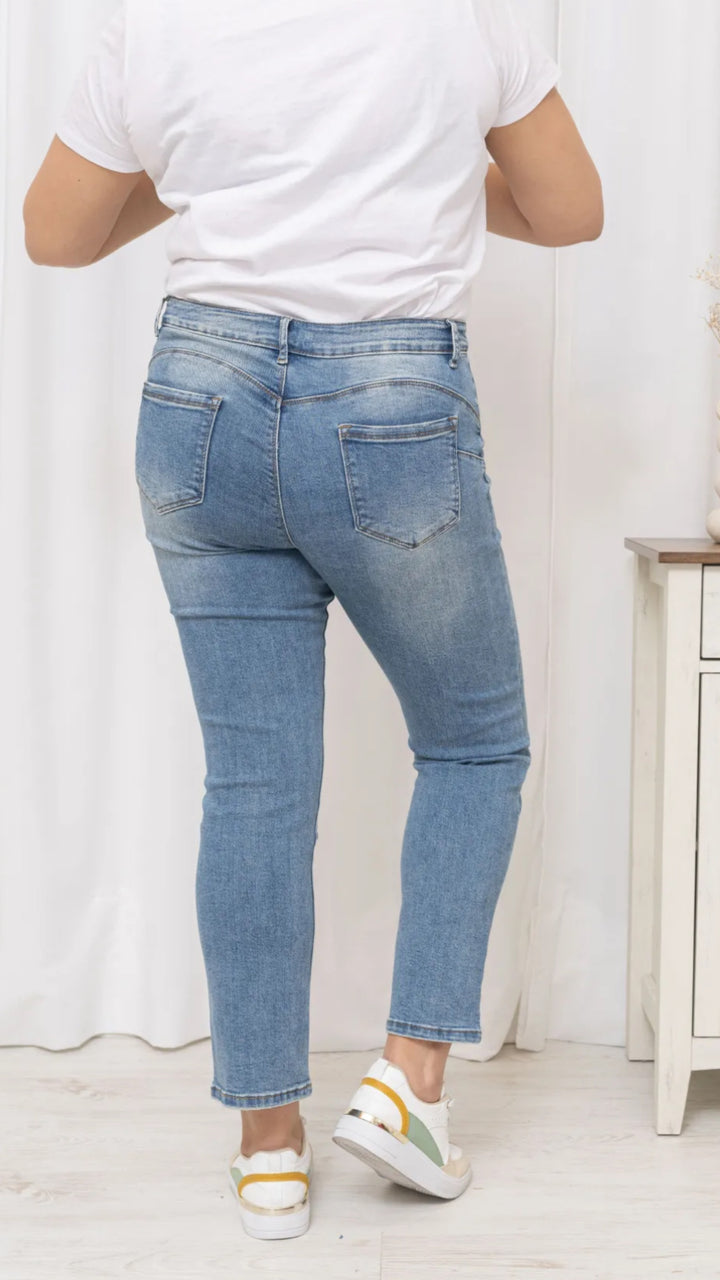 Mom - Jeans Hose  " 77978 " / verwaschener Look Art. 9046
