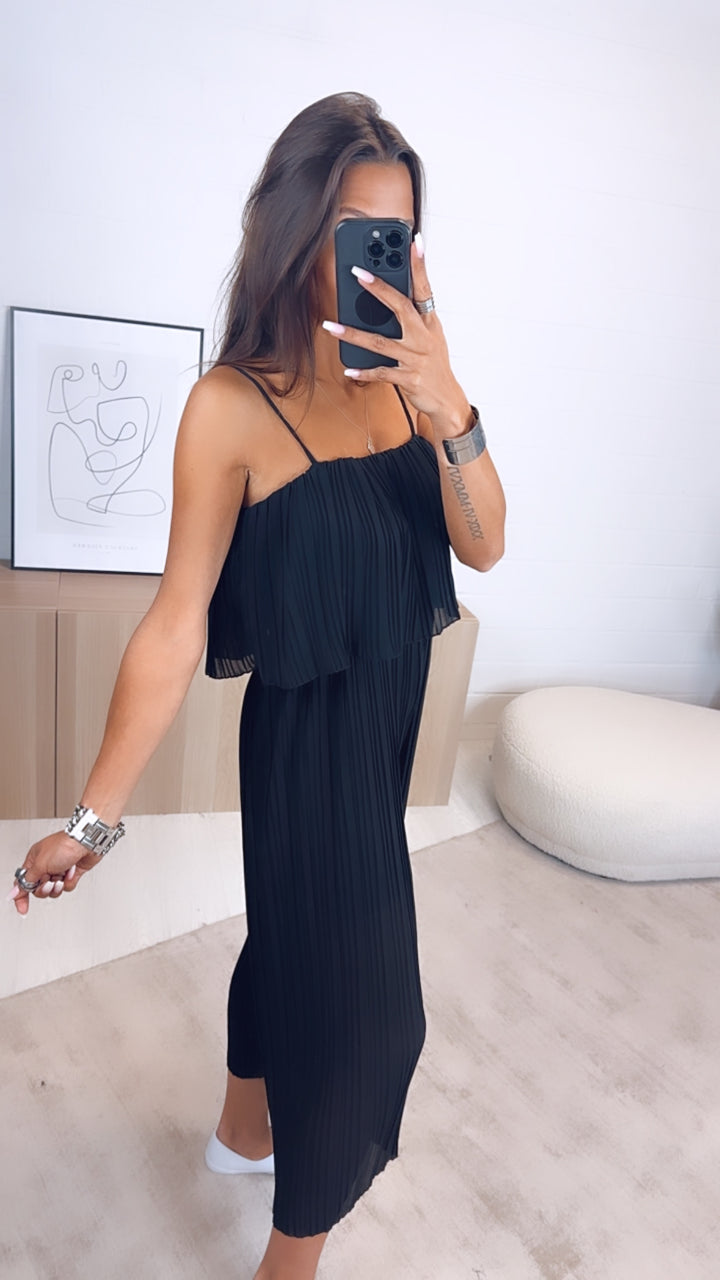 Plissee Jumpsuit / schwarz Art. 0564
