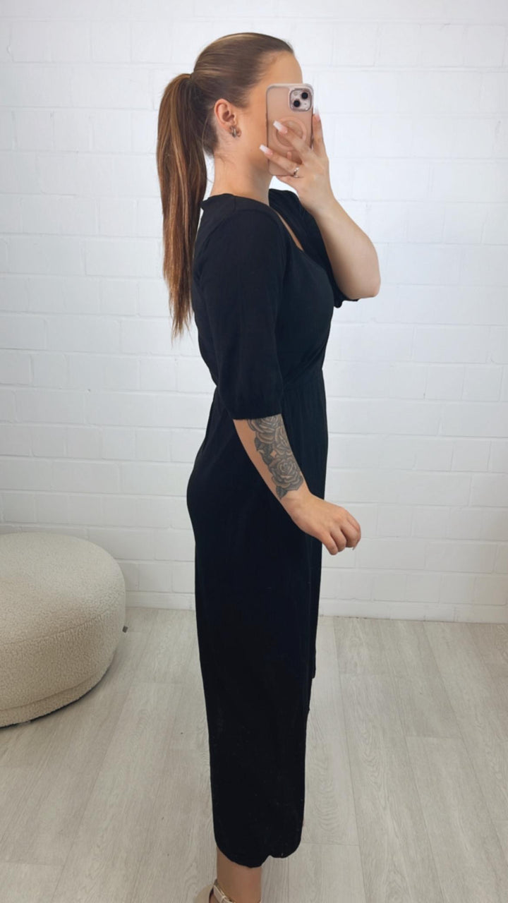 Baumwoll Kleid mit kurzen Armen / schwarz Art. 10195