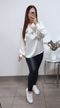 SEIDE MIX Bluse mit seitlicher Schleife / creme Art. 13467