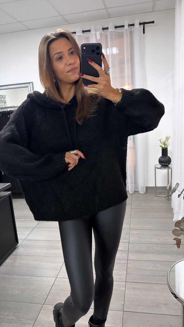KAPUZEN Oversize Strick Pullover / schwarz Art. 16702