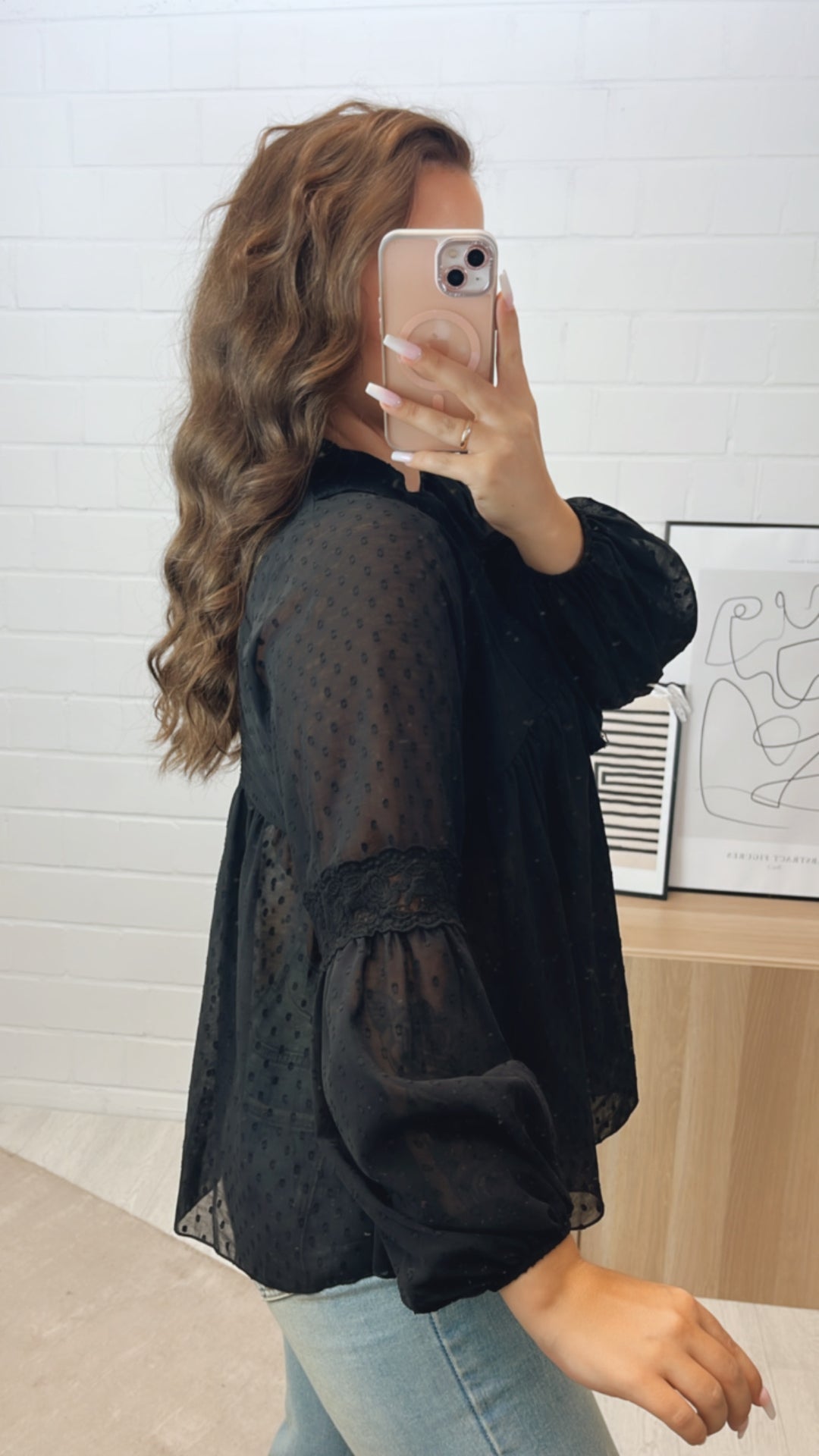 Romantische Bluse / schwarz Art. 10476