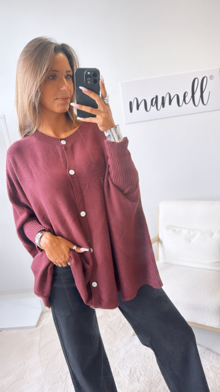 ultra weicher Cardigan / Pullover mit Fledermausärmeln / burgunder rot Art.11264