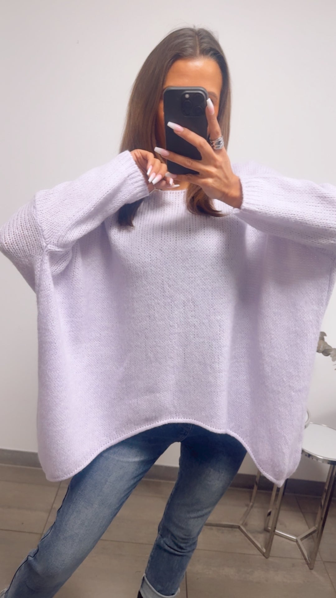 VOKUHILA oversize Strick Pullover / soft flieder Art. 13606