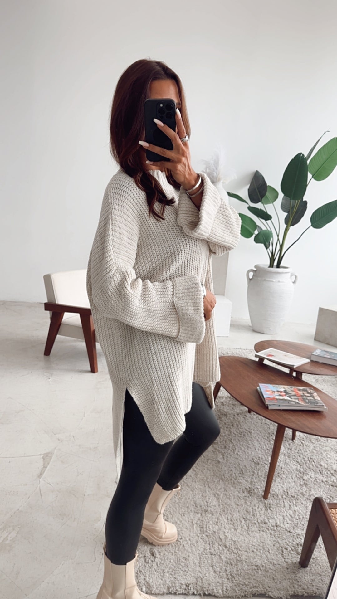 Sweatshirt Oversize Pulli Mit Leggings Stehkragen Mega Oversize