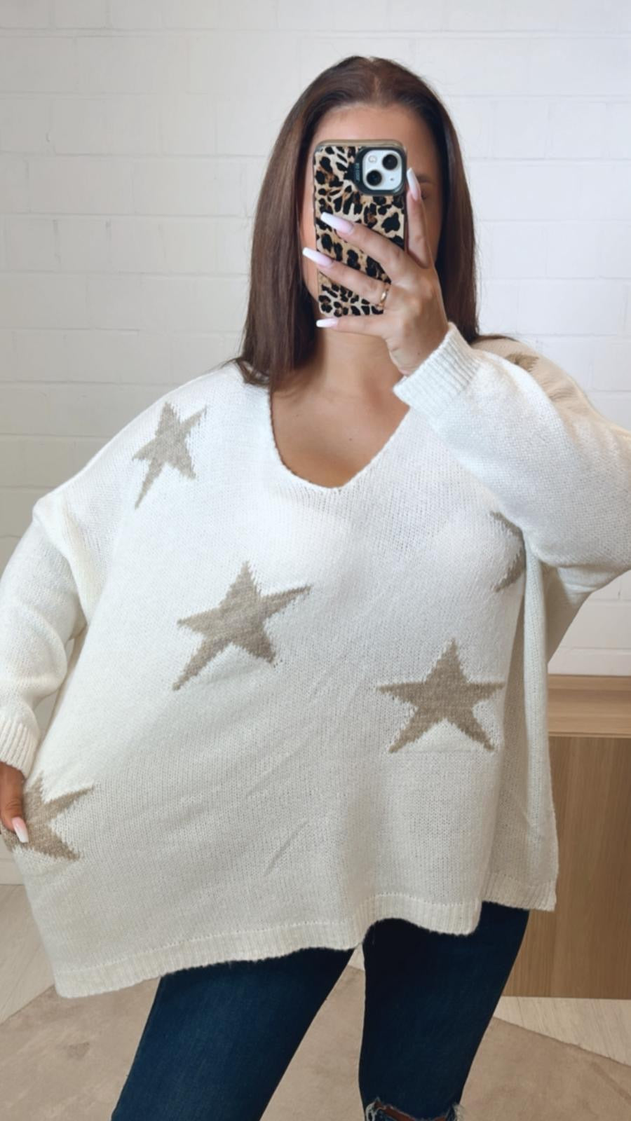 STERNEN Strick Pullover / weiss - beige Art. 11262