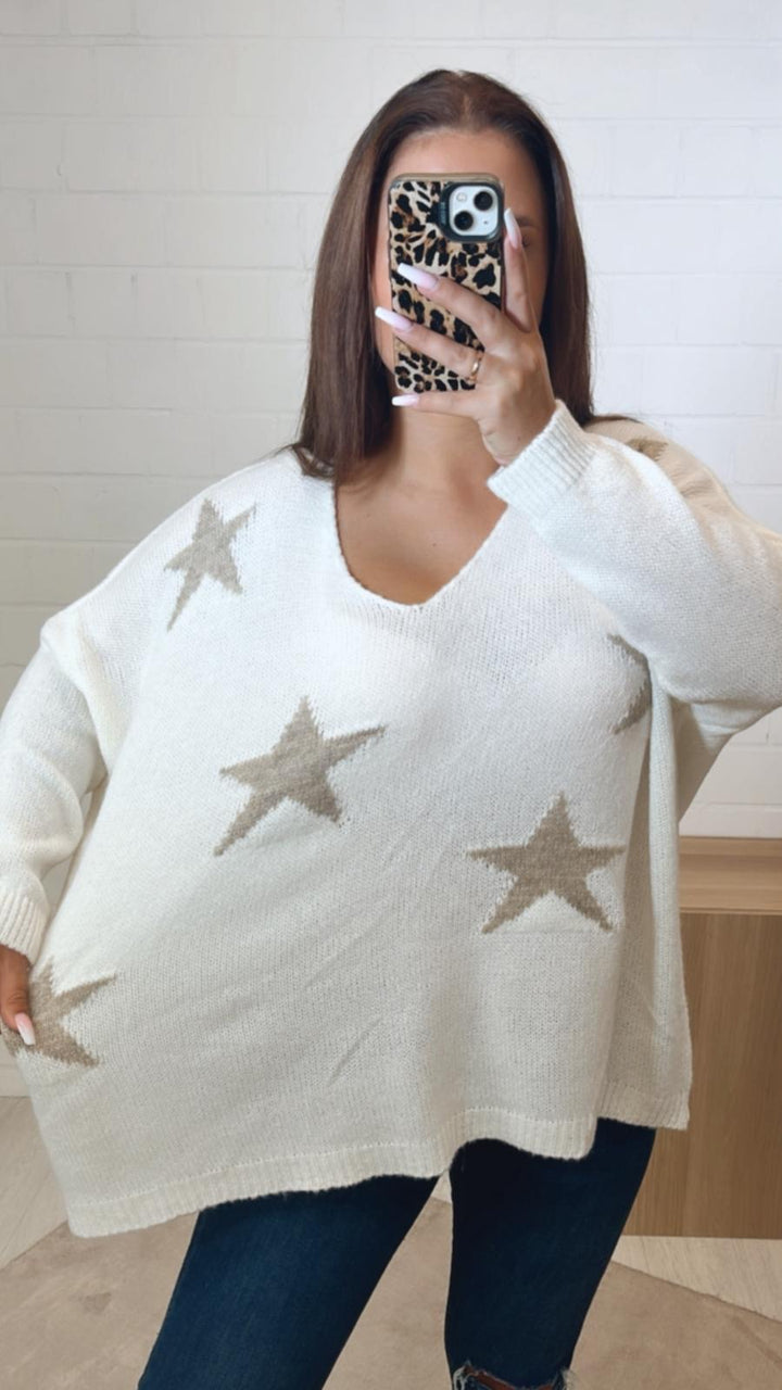 STERNEN Strick Pullover / weiss - beige Art. 11262