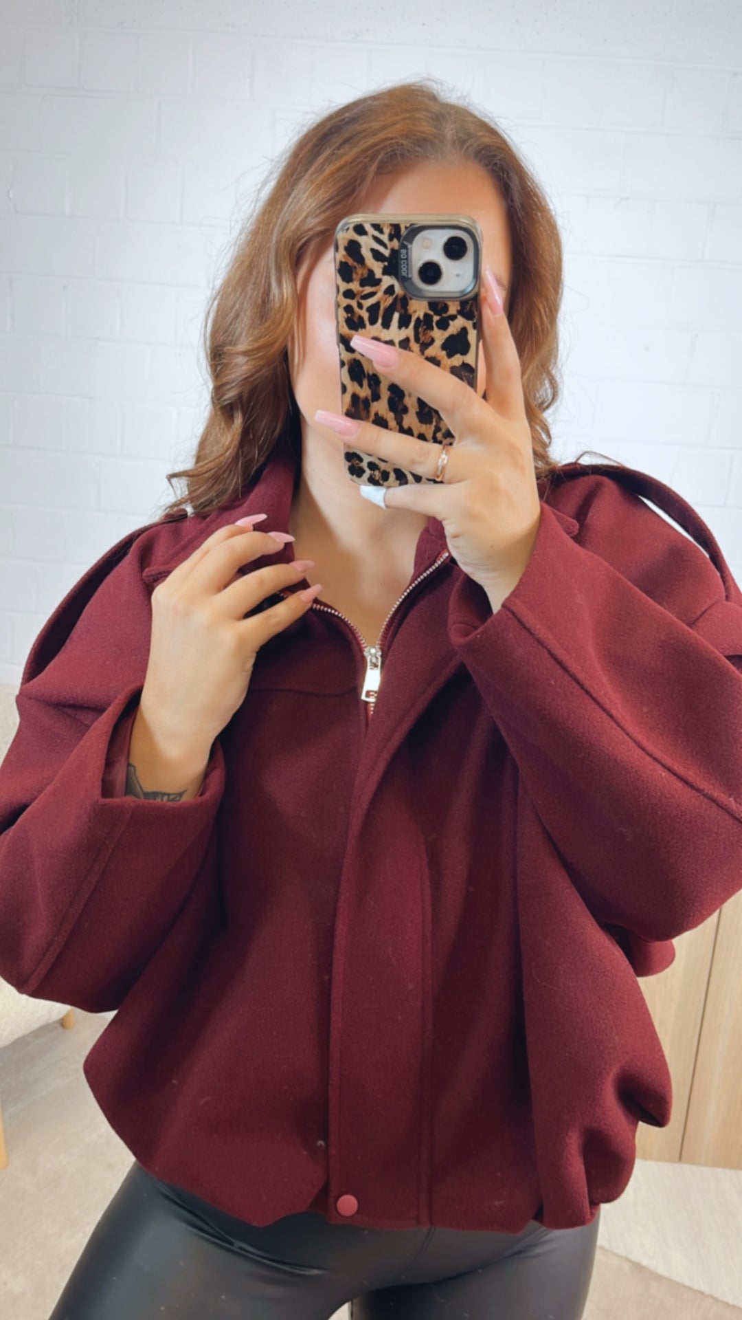 schlichte TREND Loose Fit Jacke / bordeaux rot Art. 12615