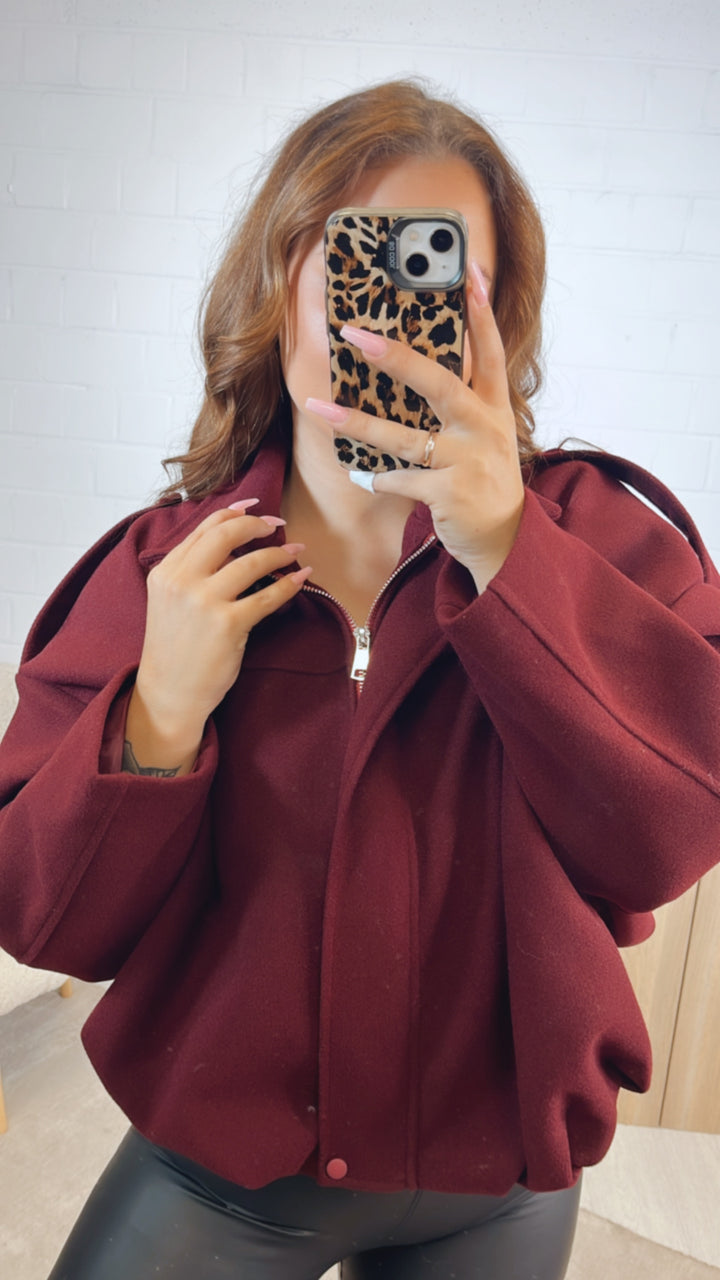 schlichte TREND Loose Fit Jacke / bordeaux rot Art. 12615