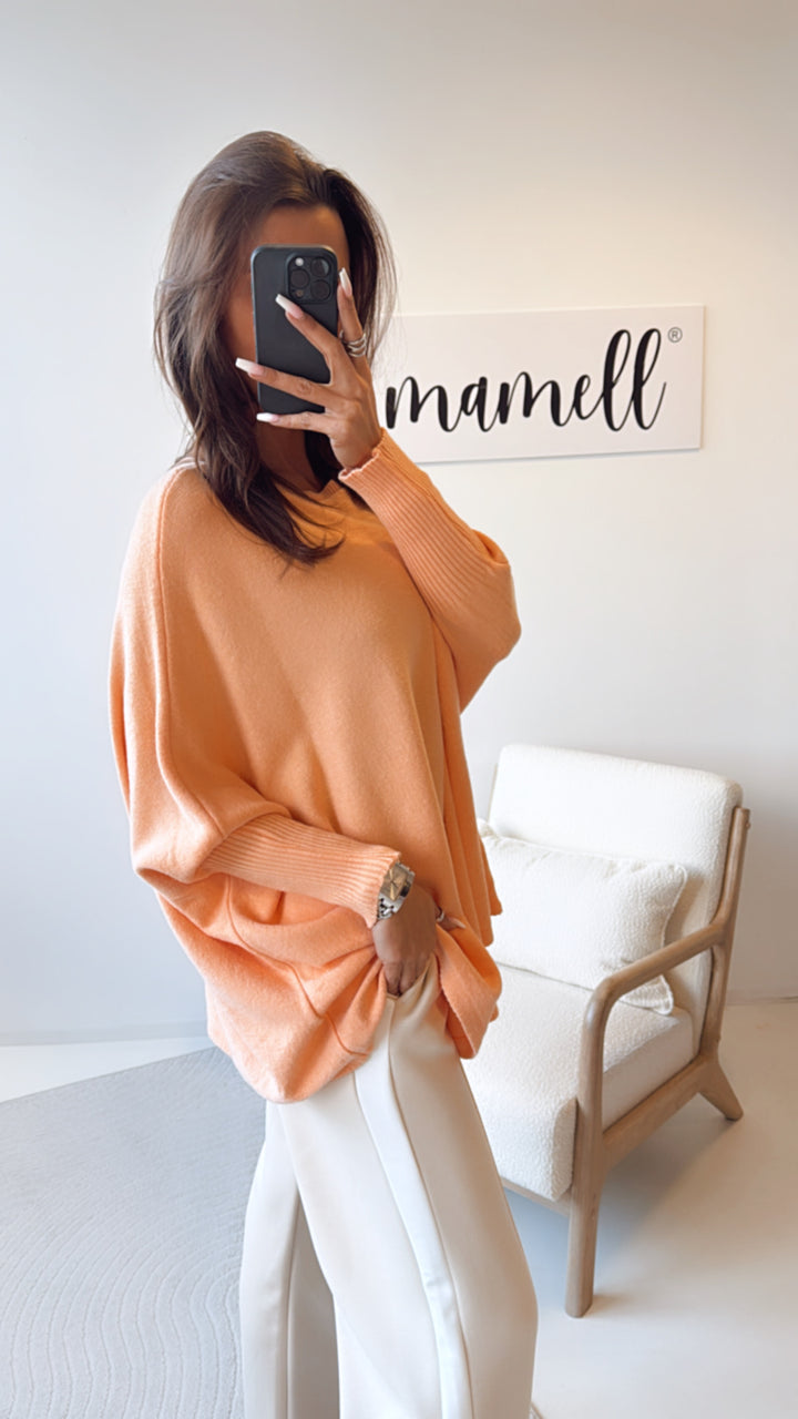 ultra weicher Pullover mit Fledermausärmeln / peach Art. 8471