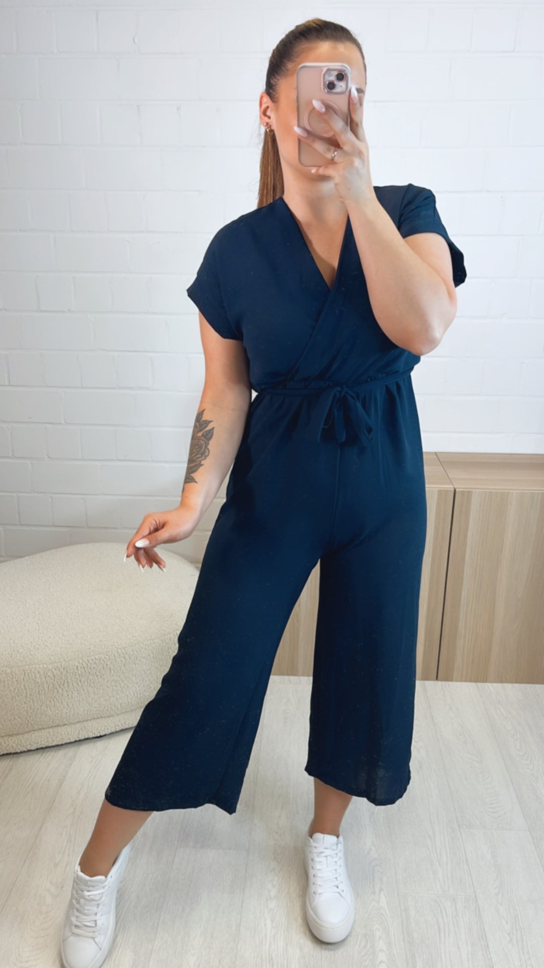 JUMPSUIT lang mit kurzen Armen / dunkel blau Art. 9762