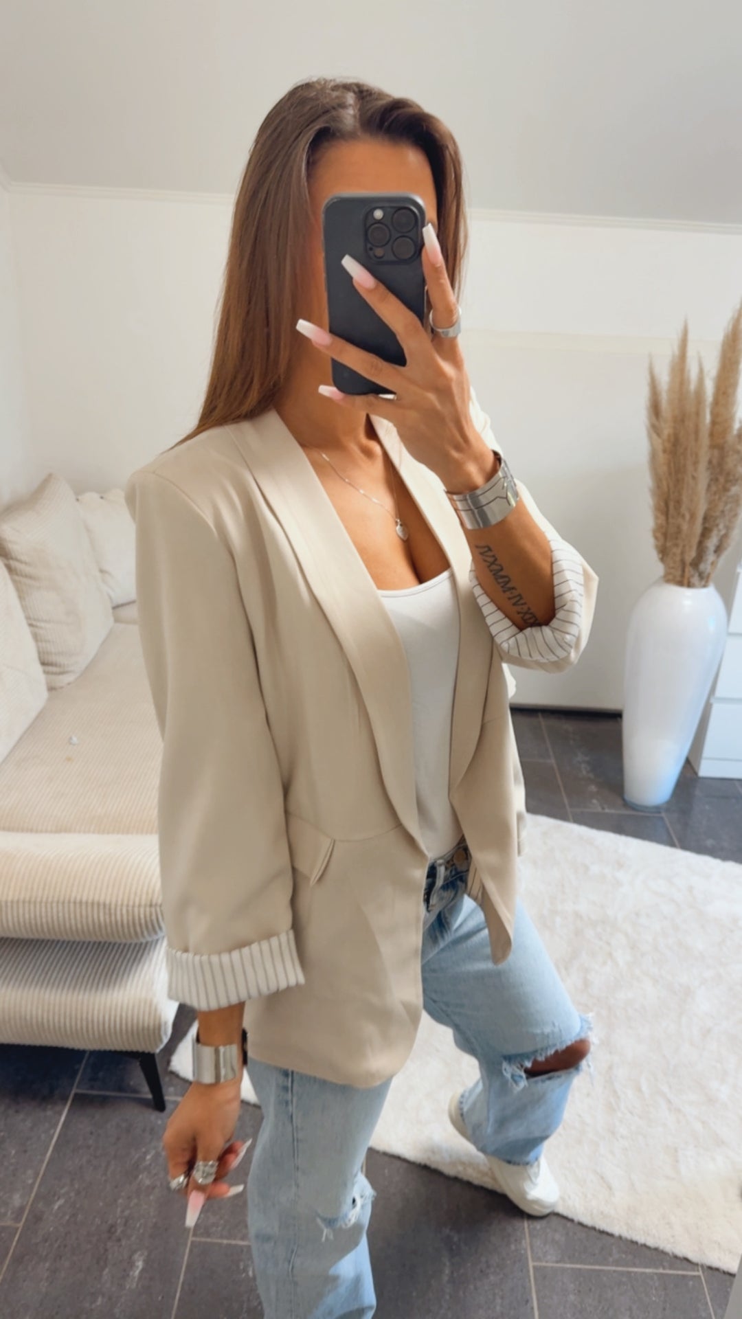 Blazer gestreiftes Innenfutter / beige Art. 14285