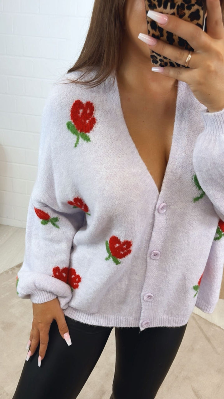 Cardigan verziert mit Blumen / flieder Art.122351